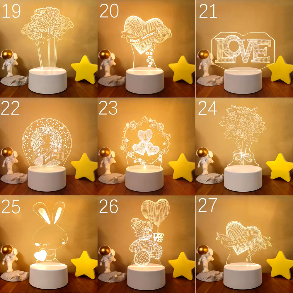 3D LED Lamp Creative 3D LED Night Lights Novelty Illusion Night Lamp 3D Illusion Table Lamp for Home Decorative Light