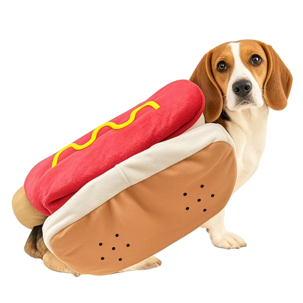 Halloween Dog Clothes Funny Hot Dog Shaped Pet Costume for Small Dogs Cats Adjustable Puppy Dress up Dachshund Pug Party Suit