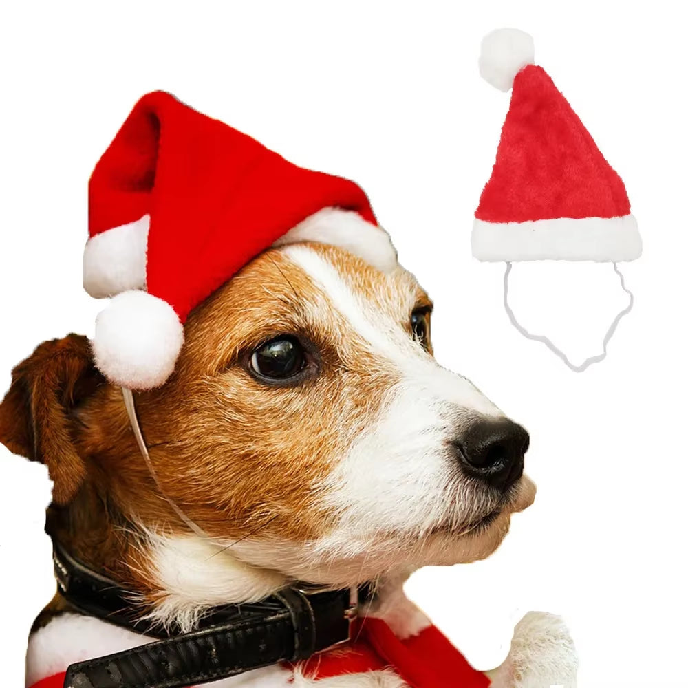 50PCS Christmas Pet Dog Cat Santa Hat Cosplay Hats Pet Costume Ornaments Christmas Party Pet Supplies Christmas Decorations