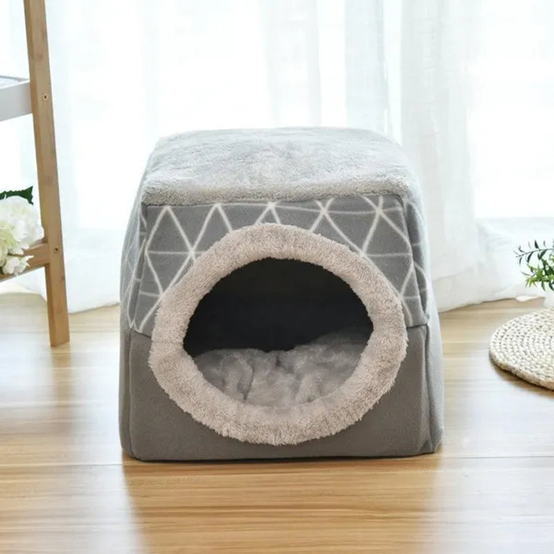 Pet Dog Cat Bed Plush Cat Warm Bed House Soft Plush Bed for Small Dogs Puppy Sleeping Mat Pad Cats Nest 2 in 1 Cat Bed L/XL Multi-Function Foldable