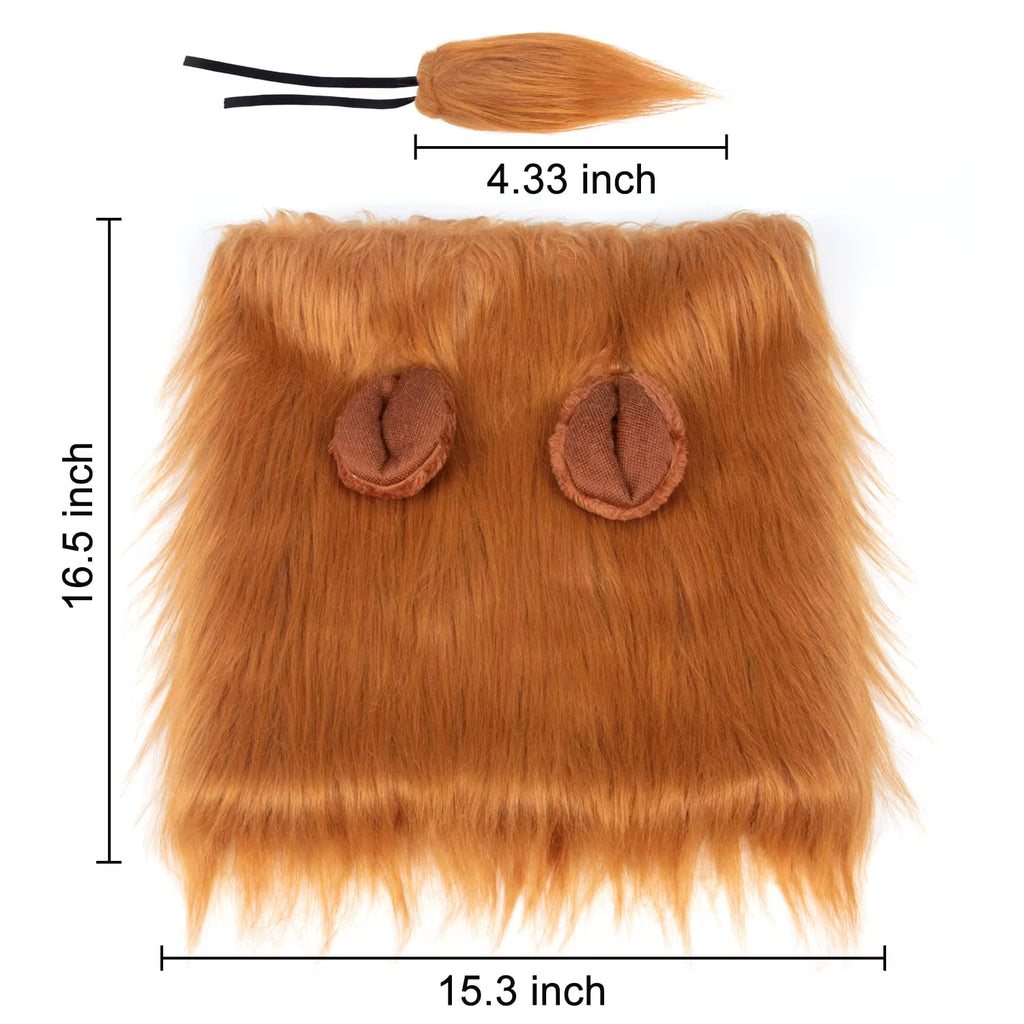 Lion Mane Dog Costume Lion Wig Halloween Costume with Ears and Tail Suitable for Medium to Large Dog Neck Circumference up to 80