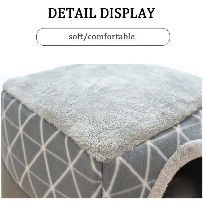 Pet Dog Cat Bed Plush Cat Warm Bed House Soft Plush Bed for Small Dogs Puppy Sleeping Mat Pad Cats Nest 2 in 1 Cat Bed L/XL Multi-Function Foldable