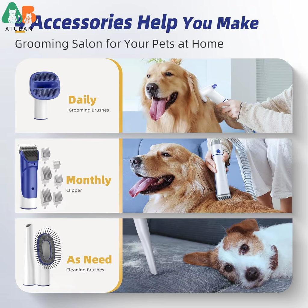 Dog Grooming Kit,15000Pa Strong Pet Grooming Vacuum for Dogs,2L Large Capacity Dog Vacuum for Shedding Grooming Hair