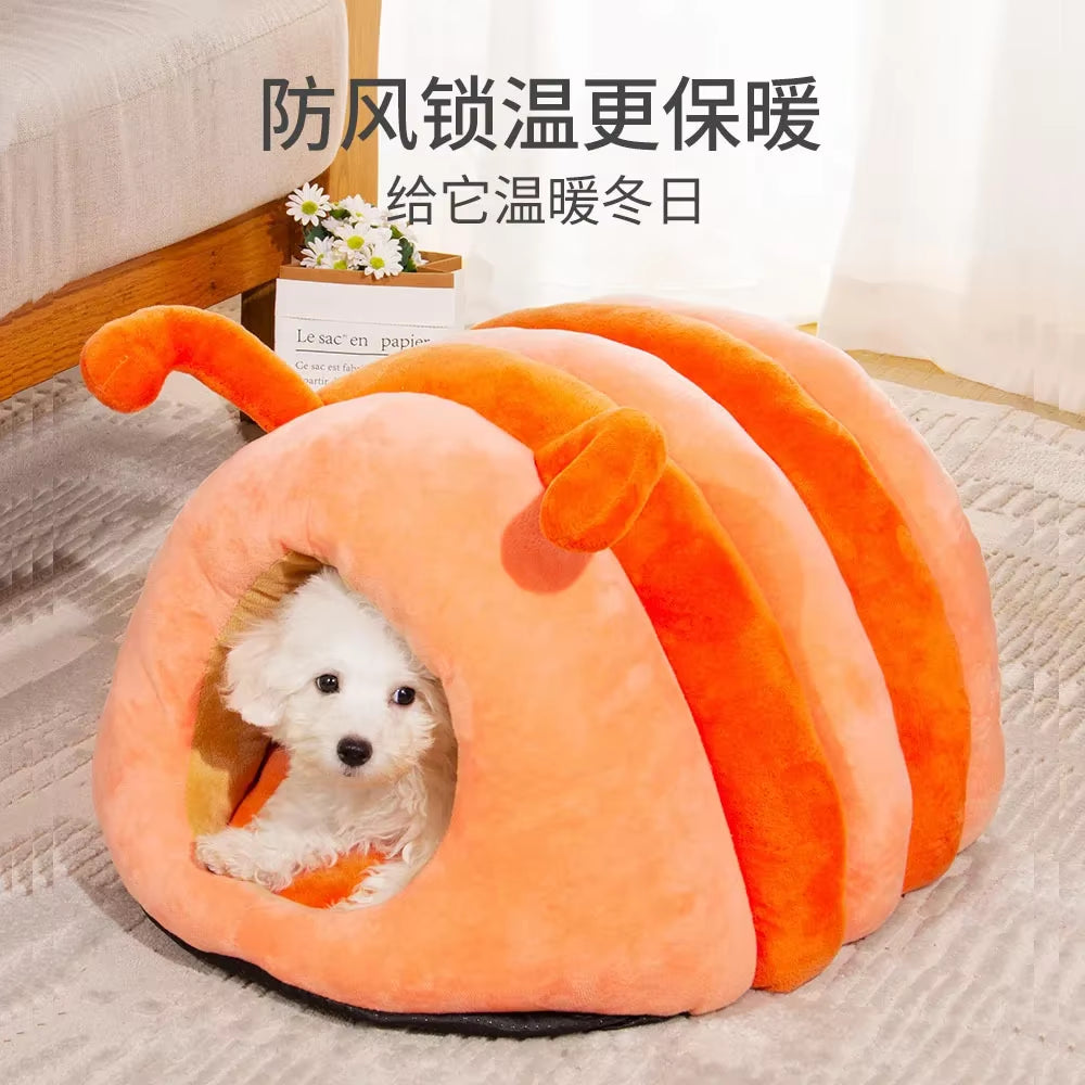 Cute Pet Bed Warm Soft Winter Cat Nest Pet Nest Semi-Enclosed Bed Cat Bed Winter Pet House Warm Cave Nest Cat House Comfortable