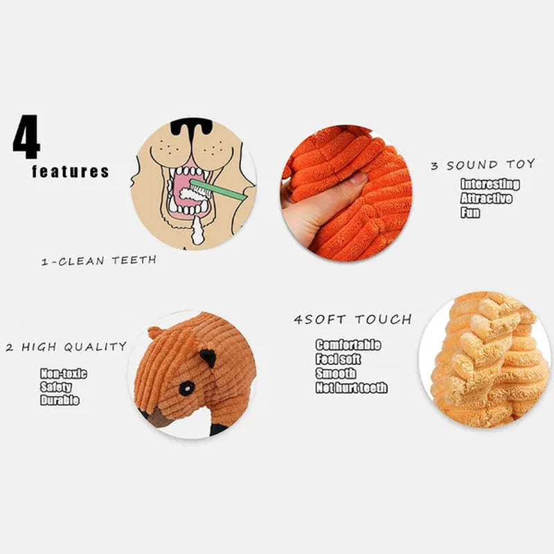 Dog Corduroy Toys Animal Shape Plush Puppy Squeaky Chew Bite Resistant Toy Pets Accessories