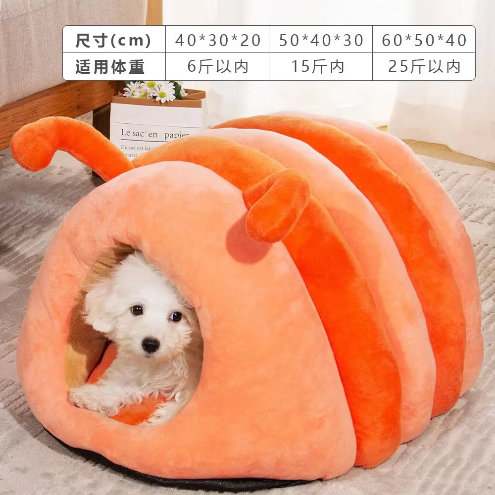 Cute Pet Bed Warm Soft Winter Cat Nest Pet Nest Semi-Enclosed Bed Cat Bed Winter Pet House Warm Cave Nest Cat House Comfortable